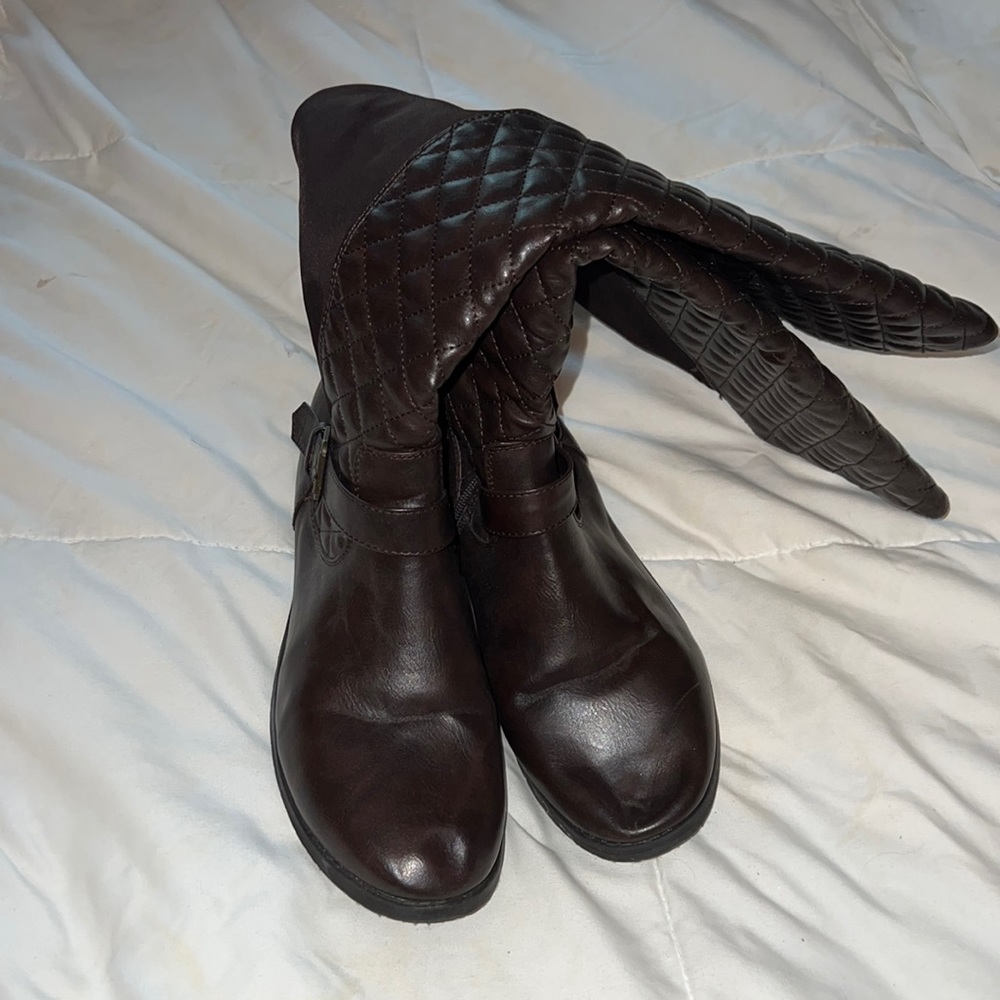 Brown knee high riding boots